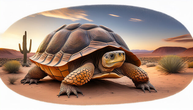 Handdrawn Desert Animals Desert Tortoise Illustration