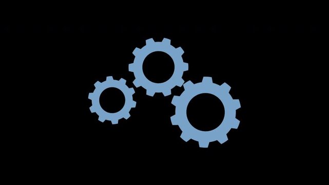 gears spinning. Group of gears. Alpha channel. Gears rotating animation. cogwheel gear icon logotype rotating animation