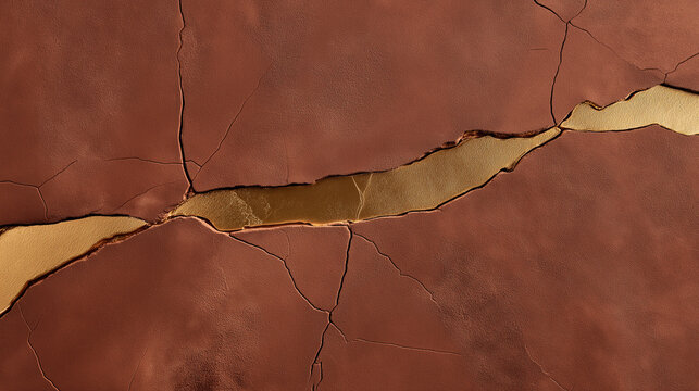 Terracotta Ground Texture with Gold Faultline