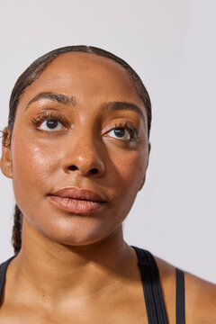 Beautiful multiracial woman in studio 