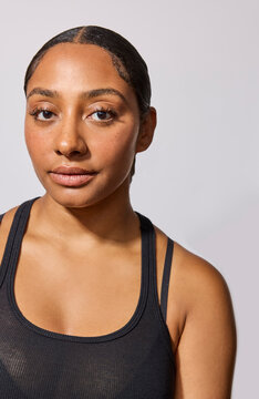 Beautiful multiracial woman in studio 