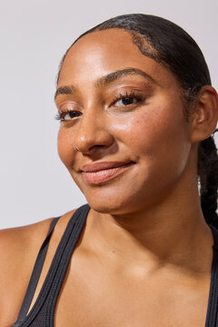 Beautiful multiracial woman in studio 