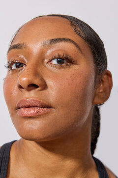 Beautiful multiracial woman in studio 