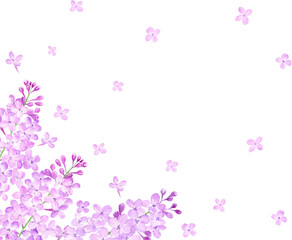 水彩で描いたライラックのコーナーデコレーション