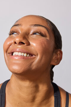 Beautiful multiracial woman in studio 