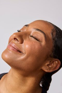 Beautiful multiracial woman in studio 