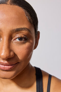 Beautiful multiracial woman in studio 