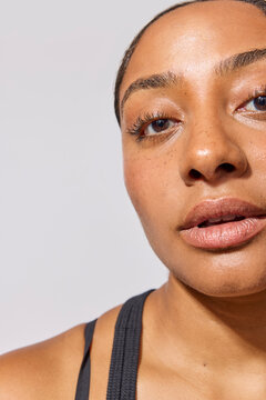 Beautiful multiracial woman in studio 