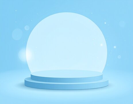 Elegant Blue Snow Globe Displaying a Minimalist Stage for Product Presentation.