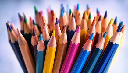 A Vibrant Bunch Of Colored Pencils Showing Their Sharpened And Unsharpened Ends