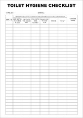 Toilet cleanliness checklist table