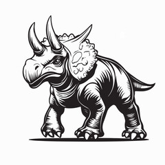 Triceratops Dinosaur Prehistoric Creature Vector Illustration © Sutarno