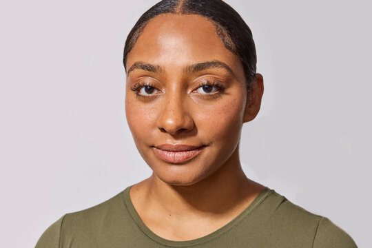 Beautiful multiracial woman in studio 