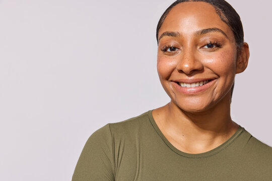 Beautiful multiracial woman in studio 