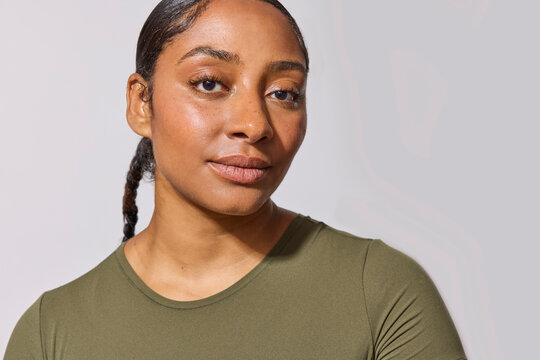 Beautiful multiracial woman in studio 