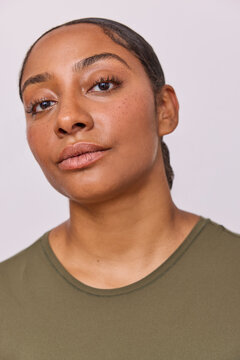 Beautiful multiracial woman in studio 