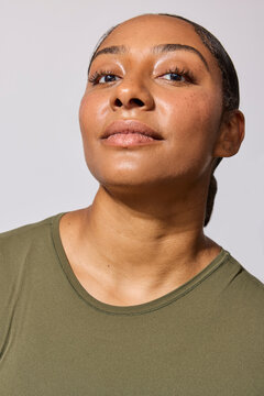 Beautiful multiracial woman in studio 