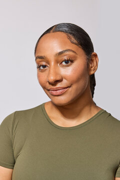 Beautiful multiracial woman in studio 