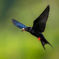 Elegant Black Tern in Flight - Capturing the Essence of Avian Grace and Aerial Mastery.