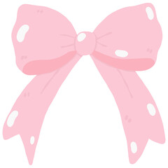 Fototapeta premium Cute Hand-Drawn Pink Ribbon Bow Illustration: Adorable Pastel Knot Graphic for Gift Wrapping, Baby Shower Decor, and Feminine Design Elements.