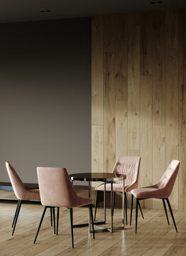 Dining room or lounge area in hotel or home apartment. Minimal modern