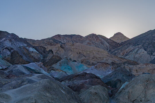 Artists Palette, colorful hills in death valley national park, california during sunrise