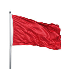 Obraz premium A vibrant red flag waving in the wind on a clear day