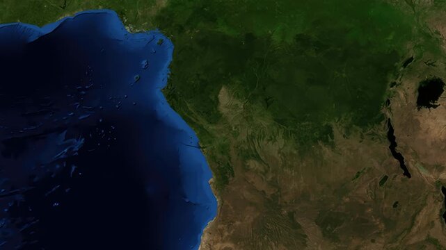 Satellite Zoom Animation From World Map To Brazzaville Congo