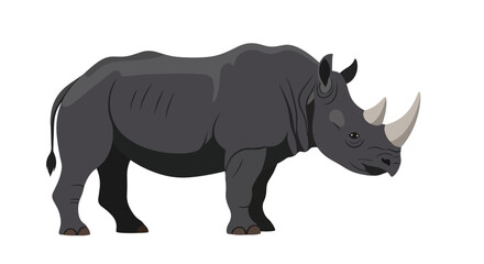 Obraz premium Stylized digital illustration of a formidable black rhinoceros showcasing its iconic dual horns and robust physique.