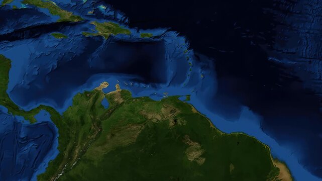 Satellite Map Zoom Animation From World View To Willemstad Curacao
