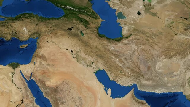 Satellite Zoom Animation From World Map To Tehran Iran Location