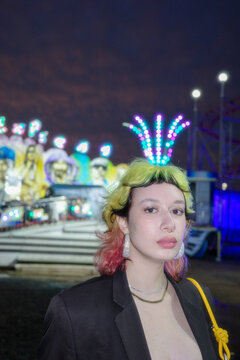 z gen with colorful hair in the park