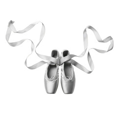 A pair of elegant white satin bows tied together with delicate silver ribbons