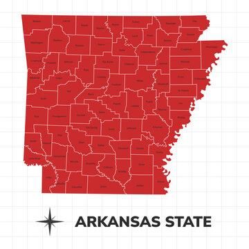 Arkansas State map illustration. Map of the state in United States of America