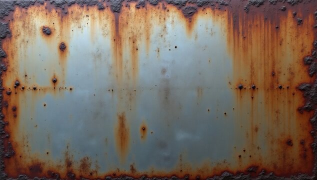 Close-up of a Rusted Metal Surface with Streaks of Orange and Brown.