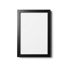 Empty black wooden frame mockup on white wall with shadow minimal design