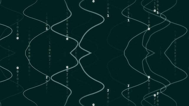 Green Background with White Wavy Lines Pattern.