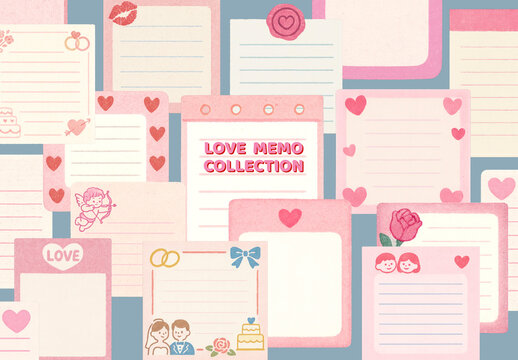 Romantic Stationery For Love Notes Element Set