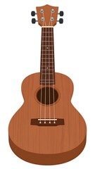 Naklejka premium A brown ukulele with a fretboard and four strings
