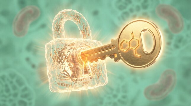 Unlocking Scientific Discovery: A symbolic image depicts a key unlocking a padlock, representing the unveiling of scientific breakthroughs, the essence of research and innovation.