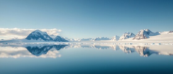 Glacier retreating arctic region ultrawide panoramic shot serene waters nature's impact on climate change