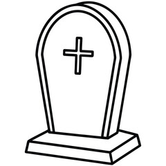 Obraz premium 3D vector illustration of a tombstone with a cross, simple design on white background