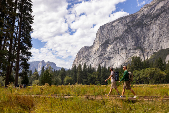 Friends Hike in Yosemite National Park 