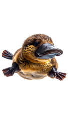Obraz premium Cute Baby Platypus Floating on Clean White Background