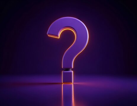 A 3D red question mark symbol stands out as a glowing concept icon on a dark background to represent a business FAQ, query, or help solution for those who ask why