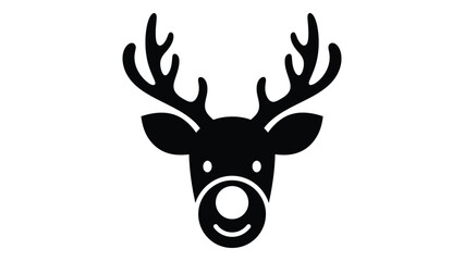 A black silhouette of a reindeer head with antlers isolated on white background, Vector © MDRian