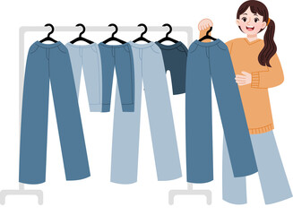 woman shopping clothes thrift store