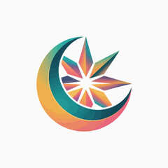 Obraz premium A vibrant multicolored star and crescent with gradient colors
