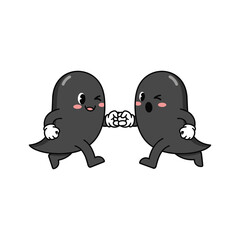 Fototapeta premium Cute cartoon characters playing tug of war with playful expressions
