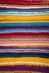 Obraz premium Multicolored striped crochet fabric texture image